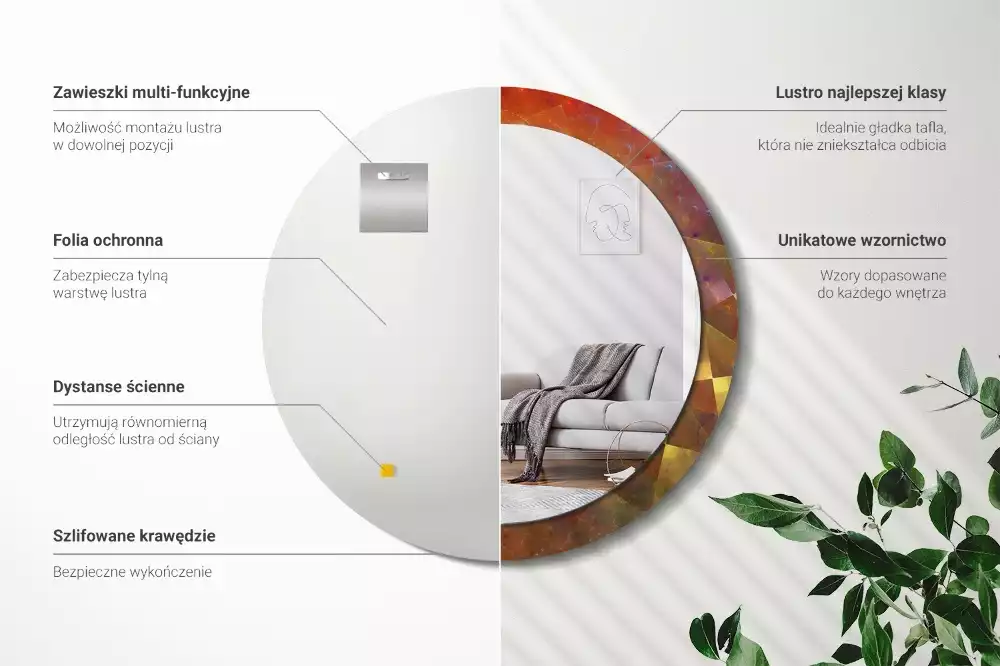 Kulaté zrcadlo s potiskem Spirálová abstrakce