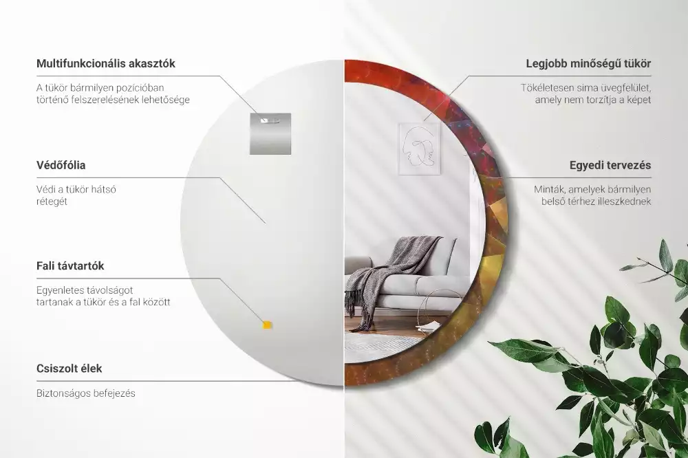 Kulaté zrcadlo s potiskem Spirálová abstrakce