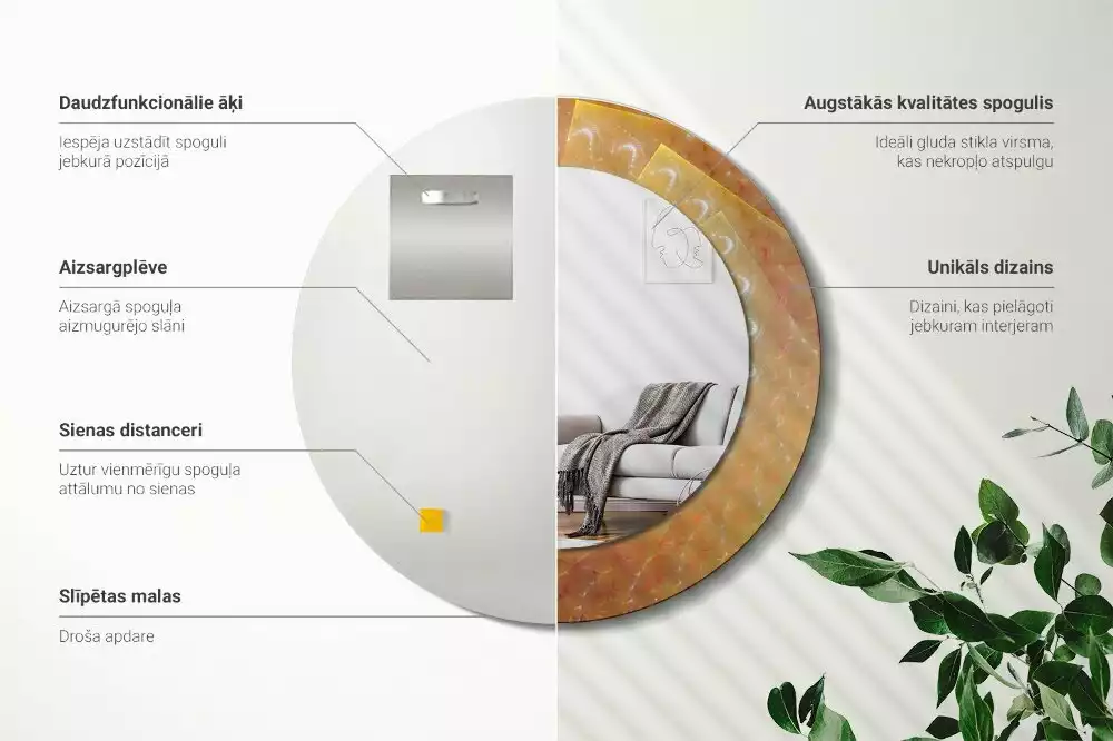 Kulaté zrcadlo s potiskem Spirálová abstrakce