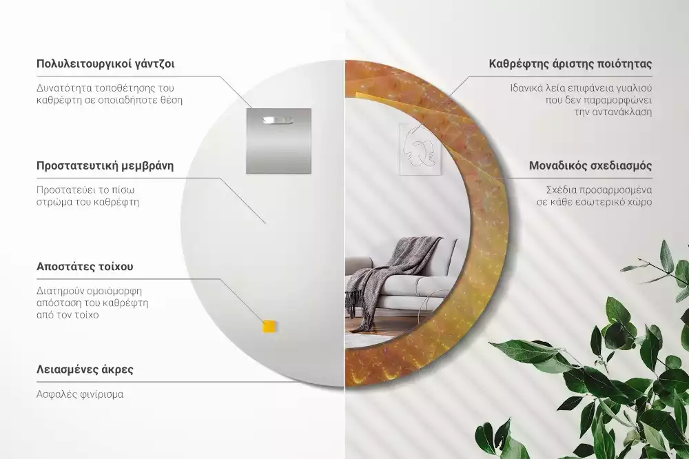 Kulaté zrcadlo s potiskem Spirálová abstrakce