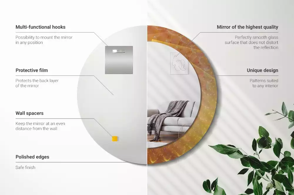 Kulaté zrcadlo s potiskem Spirálová abstrakce