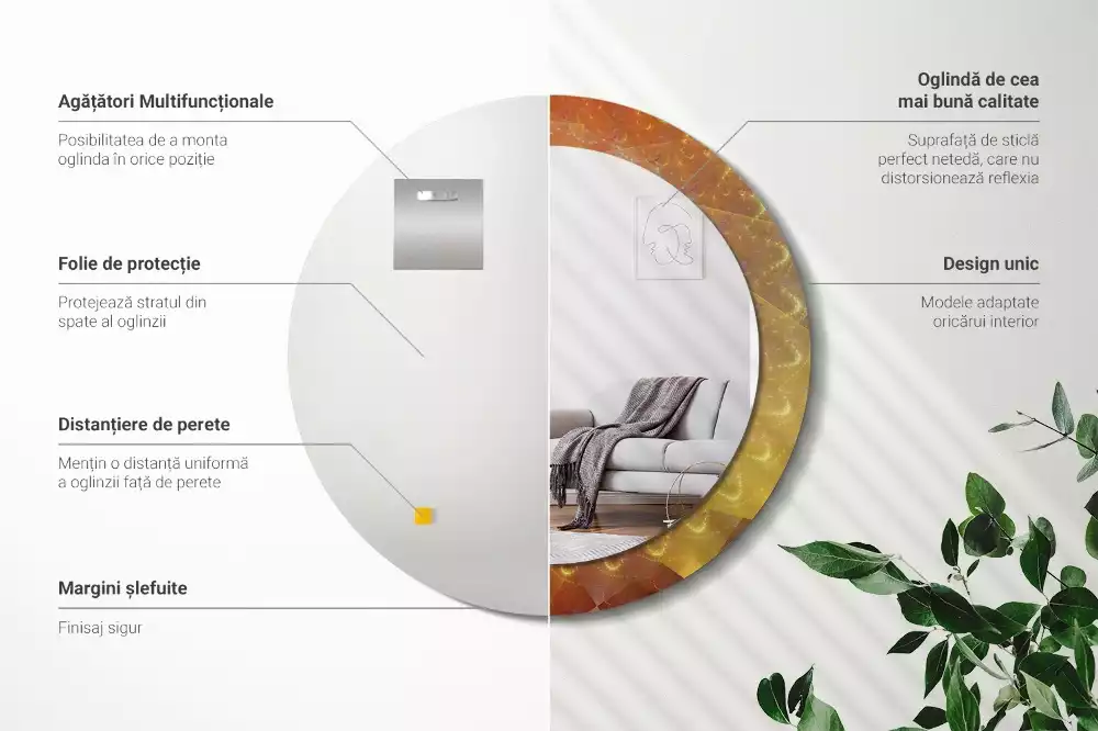 Kulaté zrcadlo s potiskem Spirálová abstrakce