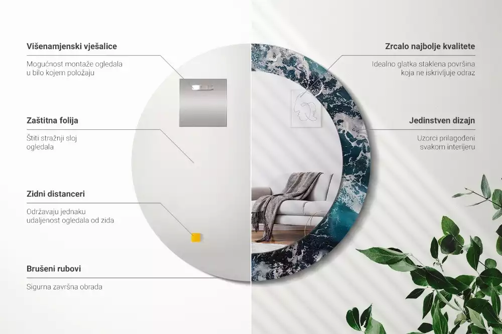 Kulaté zrcadlo s potiskem Bouřlivé moře