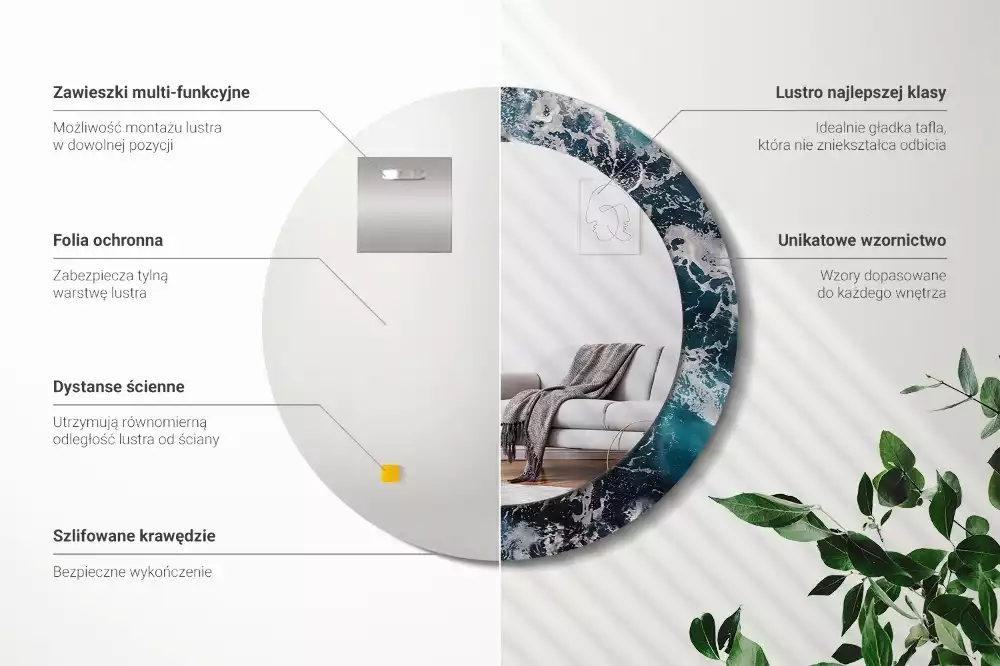 Kulaté zrcadlo s potiskem Bouřlivé moře