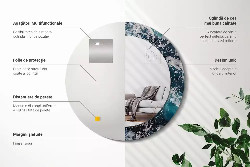 Kulaté zrcadlo s potiskem Bouřlivé moře