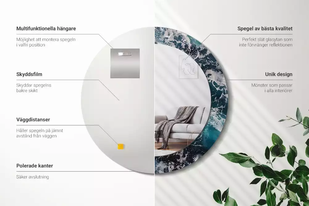 Kulaté zrcadlo s potiskem Bouřlivé moře