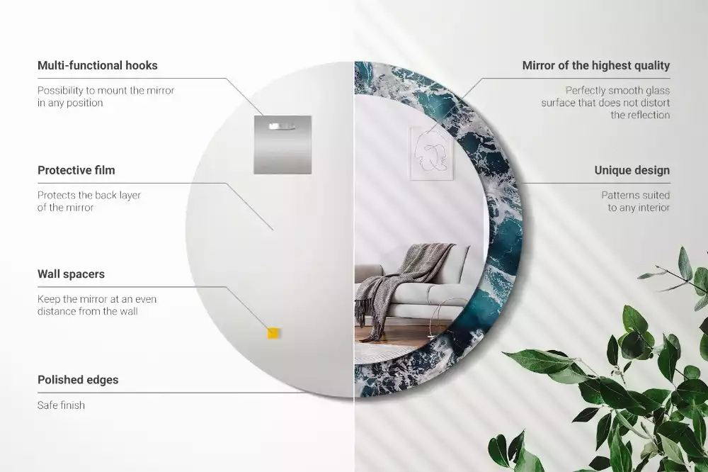 Kulaté zrcadlo s potiskem Bouřlivé moře