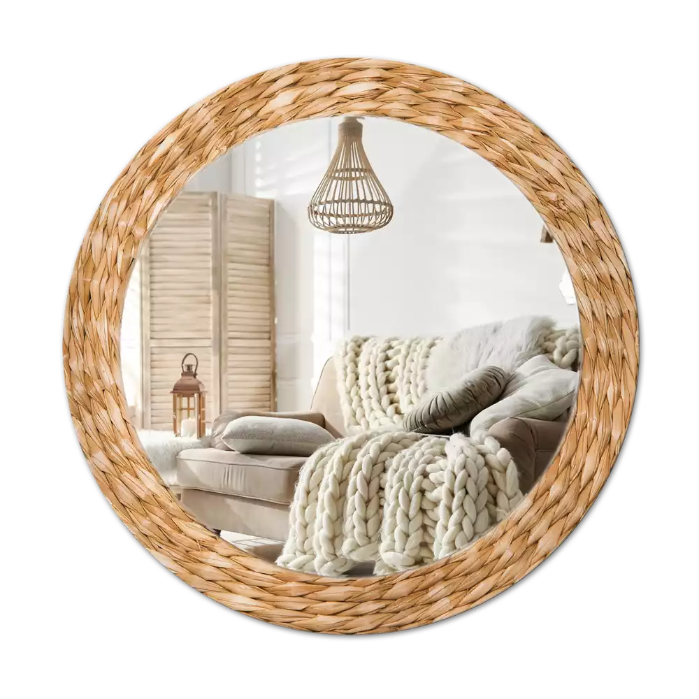 Kulaté zrcadlo s potiskem Proutěný vzor