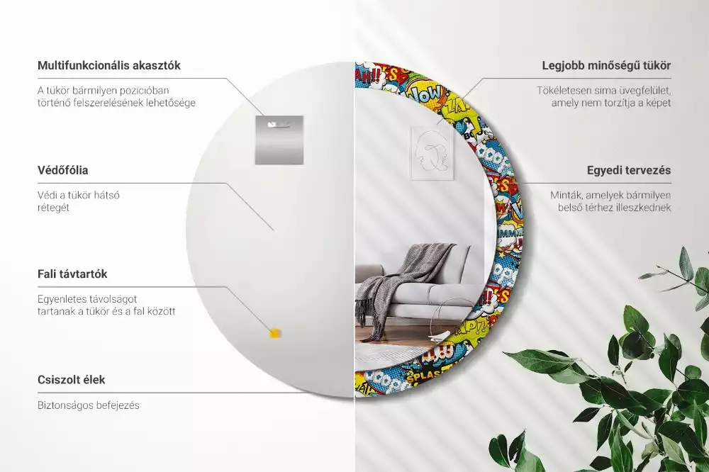 Kulaté zrcadlo s potiskem Vzor ve stylu komiksu