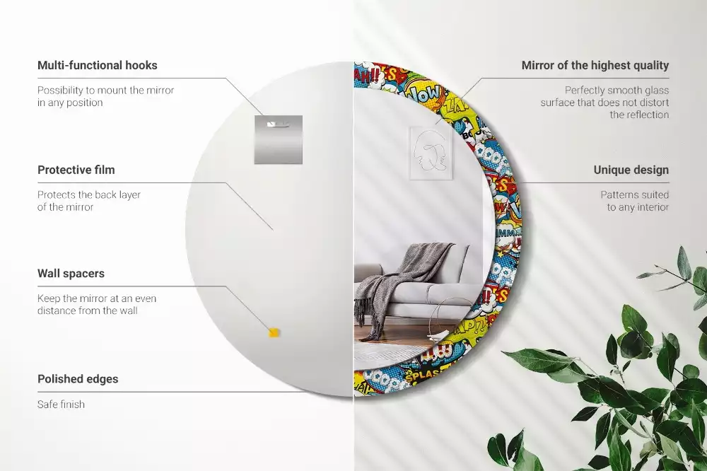 Kulaté zrcadlo s potiskem Vzor ve stylu komiksu