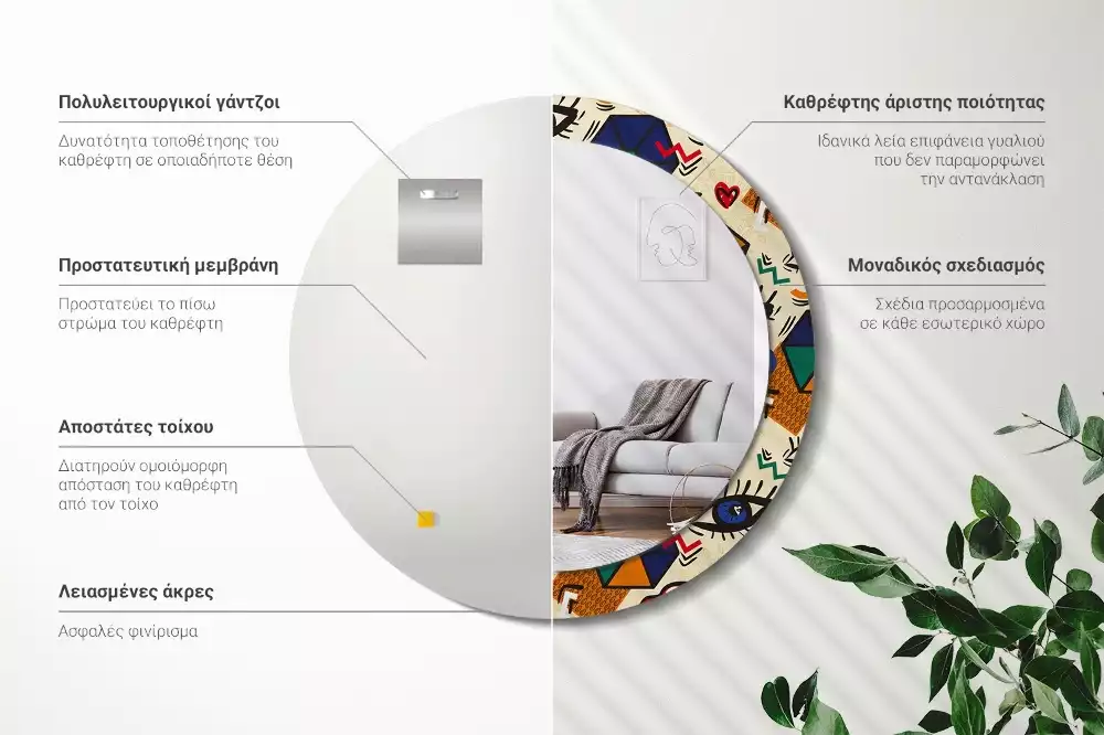 Kulaté zrcadlo s potiskem Pop art styl