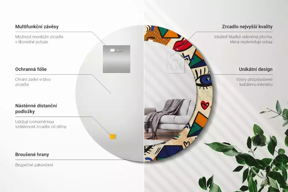 Kulaté zrcadlo s potiskem Pop art styl