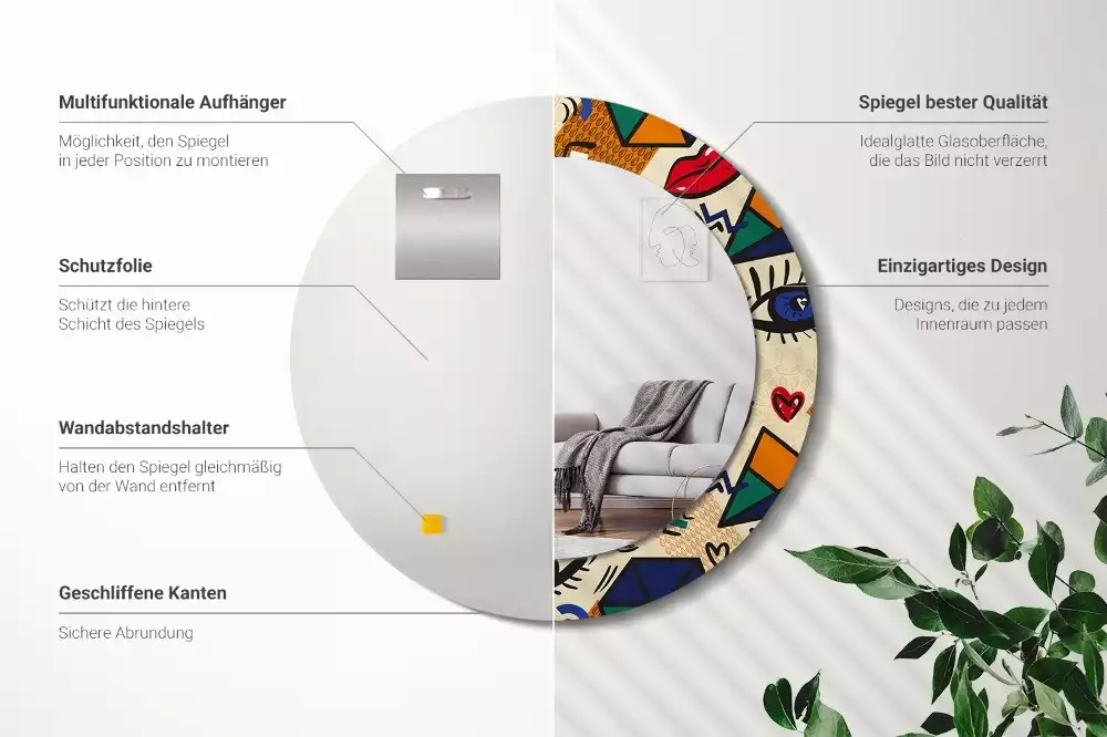 Kulaté zrcadlo s potiskem Pop art styl