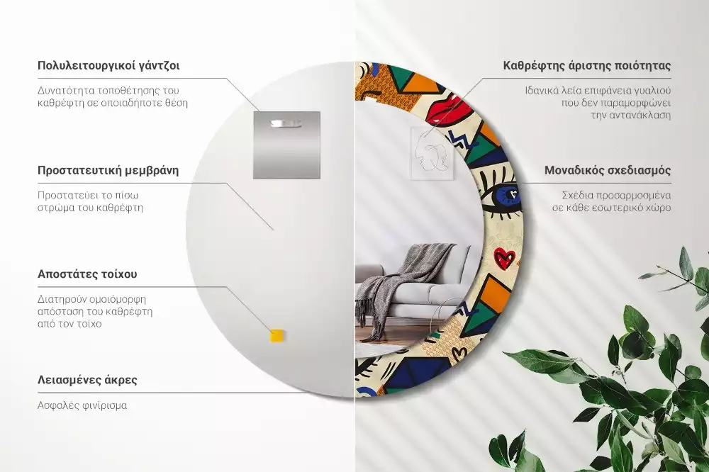 Kulaté zrcadlo s potiskem Pop art styl