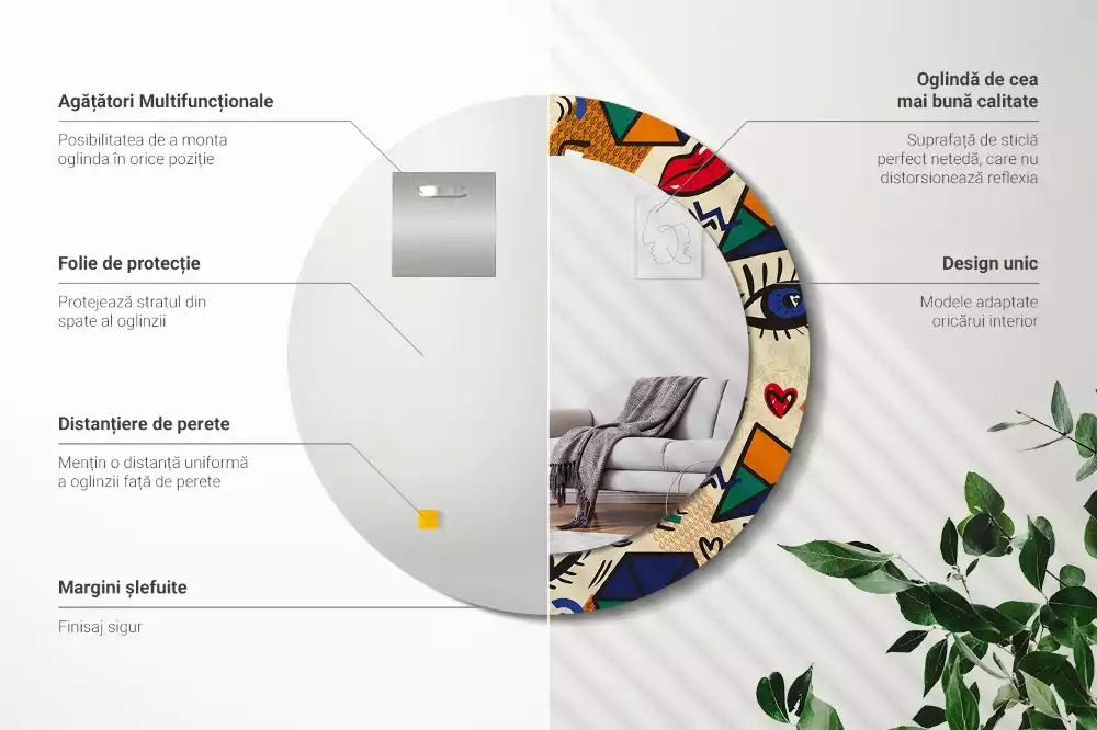 Kulaté zrcadlo s potiskem Pop art styl