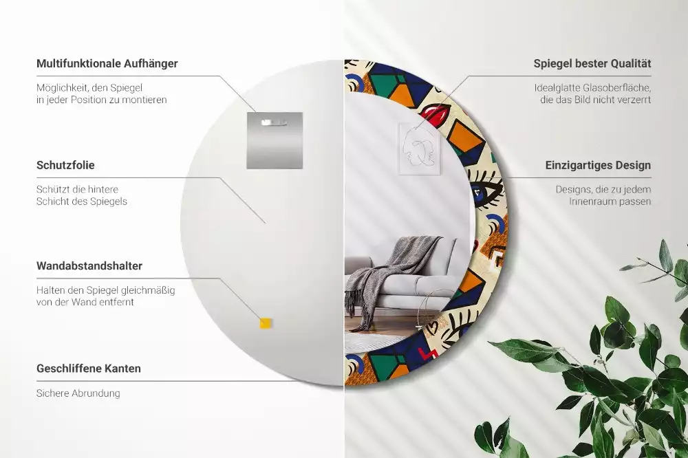 Kulaté zrcadlo s potiskem Pop art styl