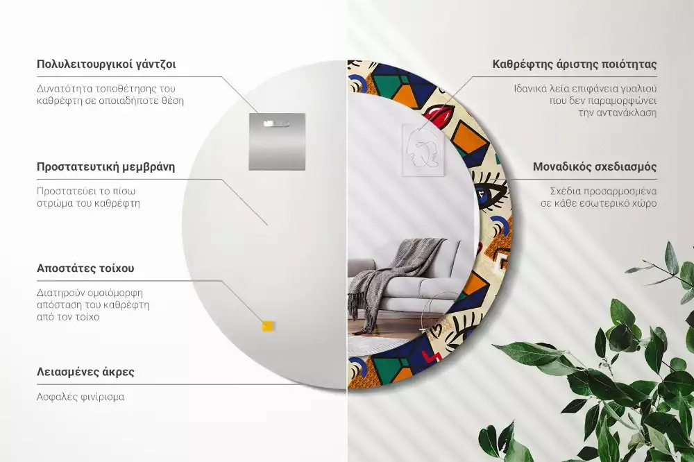 Kulaté zrcadlo s potiskem Pop art styl