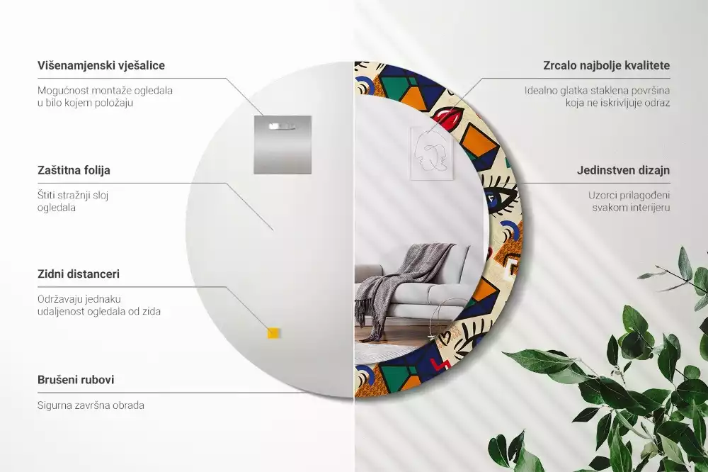 Kulaté zrcadlo s potiskem Pop art styl