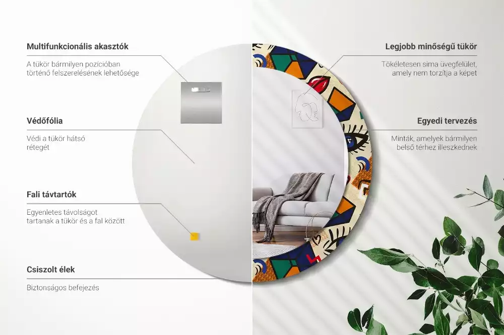 Kulaté zrcadlo s potiskem Pop art styl