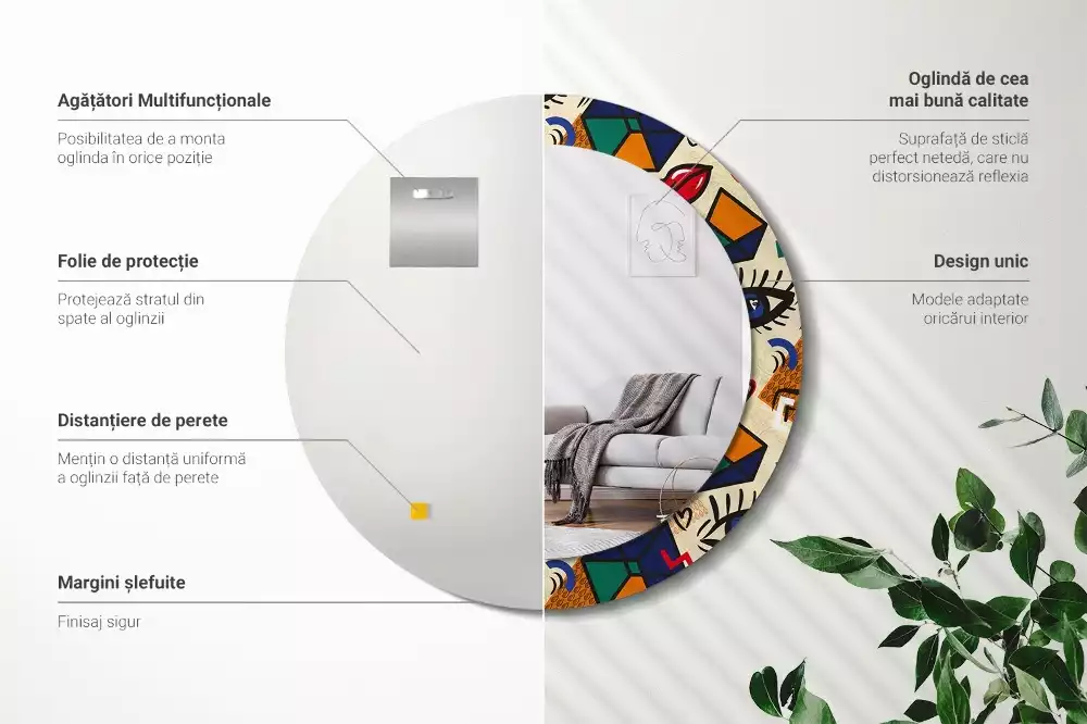 Kulaté zrcadlo s potiskem Pop art styl