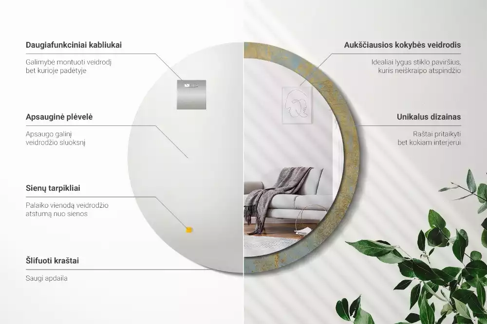 Kulaté zrcadlo s potiskem Loft vzor