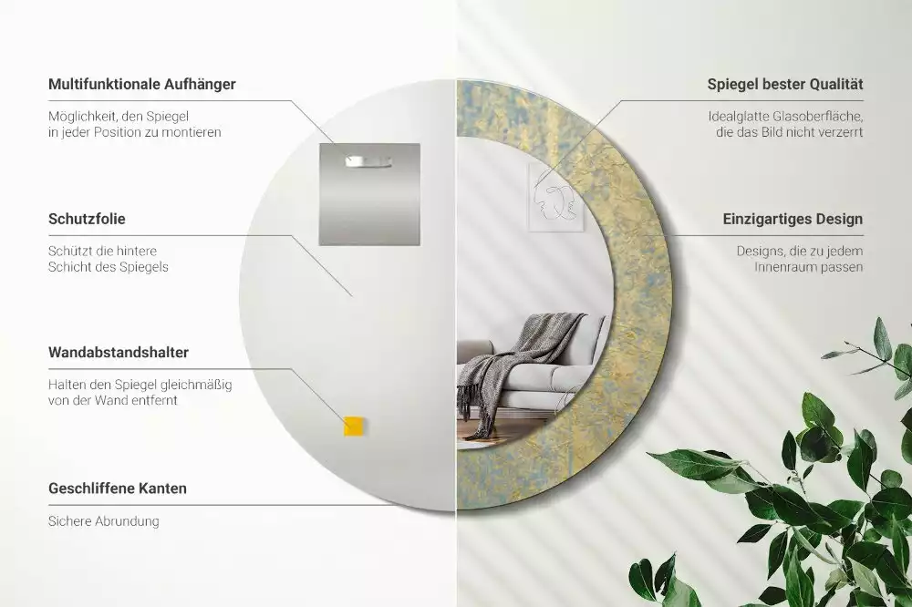 Kulaté zrcadlo s potiskem Loft vzor