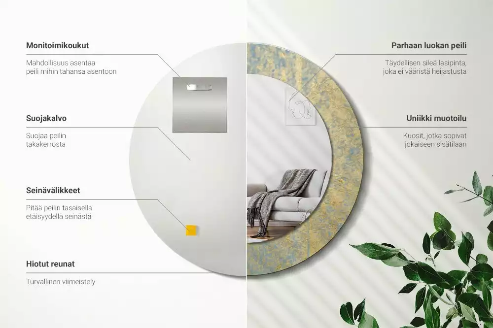 Kulaté zrcadlo s potiskem Loft vzor