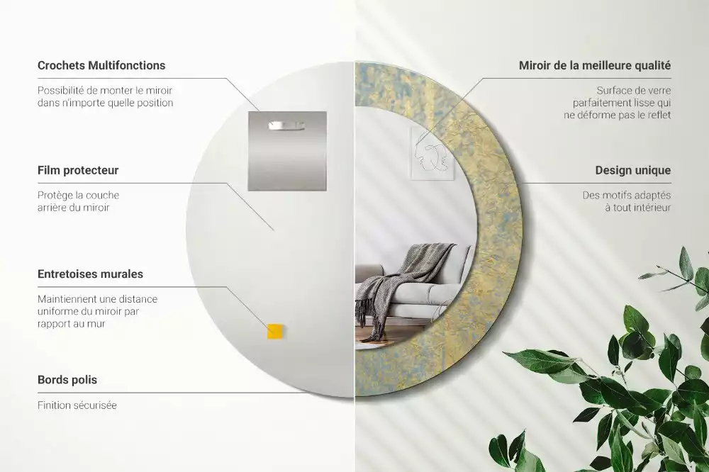 Kulaté zrcadlo s potiskem Loft vzor