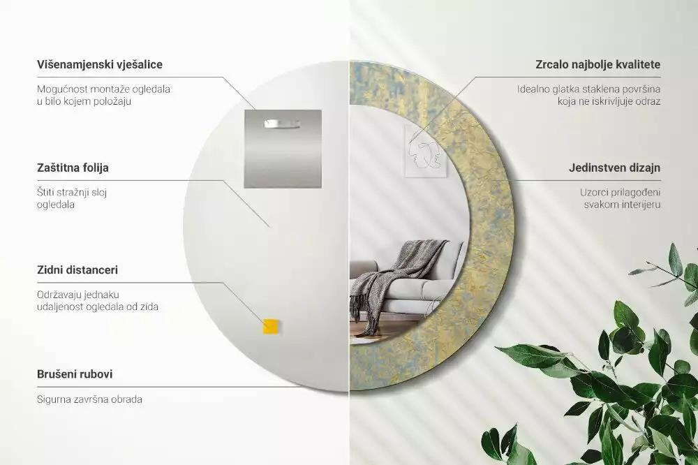 Kulaté zrcadlo s potiskem Loft vzor