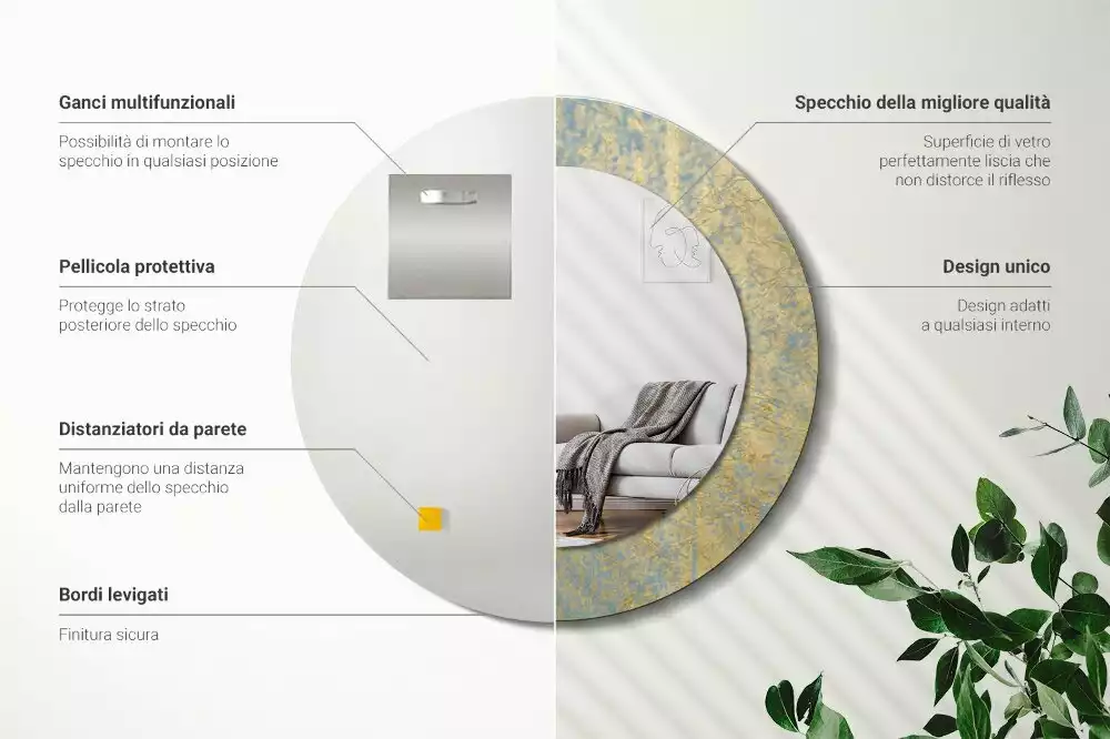 Kulaté zrcadlo s potiskem Loft vzor