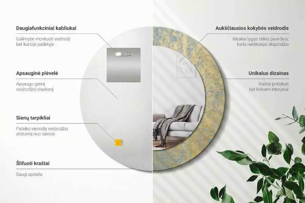 Kulaté zrcadlo s potiskem Loft vzor