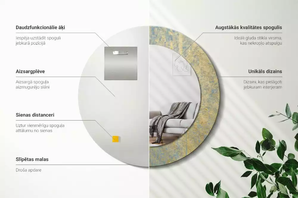 Kulaté zrcadlo s potiskem Loft vzor