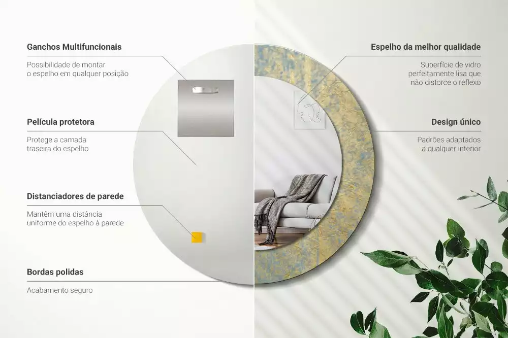 Kulaté zrcadlo s potiskem Loft vzor