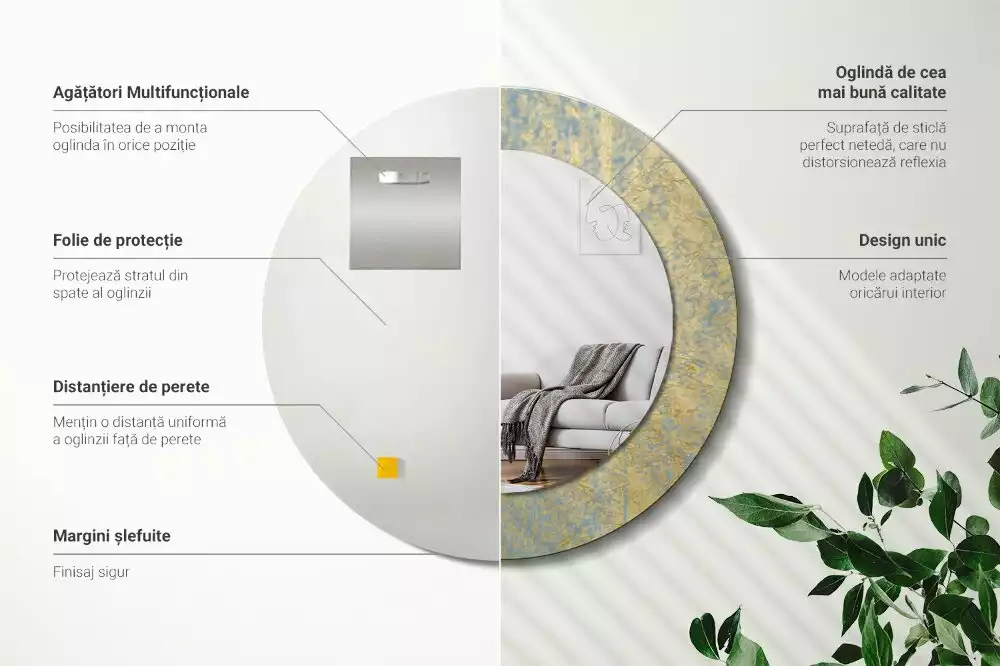 Kulaté zrcadlo s potiskem Loft vzor