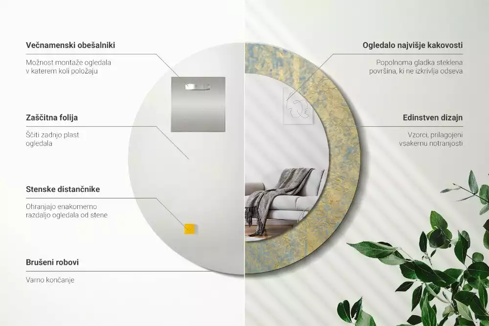 Kulaté zrcadlo s potiskem Loft vzor