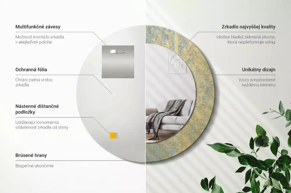 Kulaté zrcadlo s potiskem Loft vzor