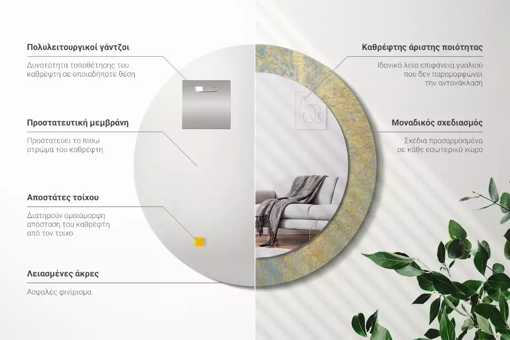 Kulaté zrcadlo s potiskem Loft vzor