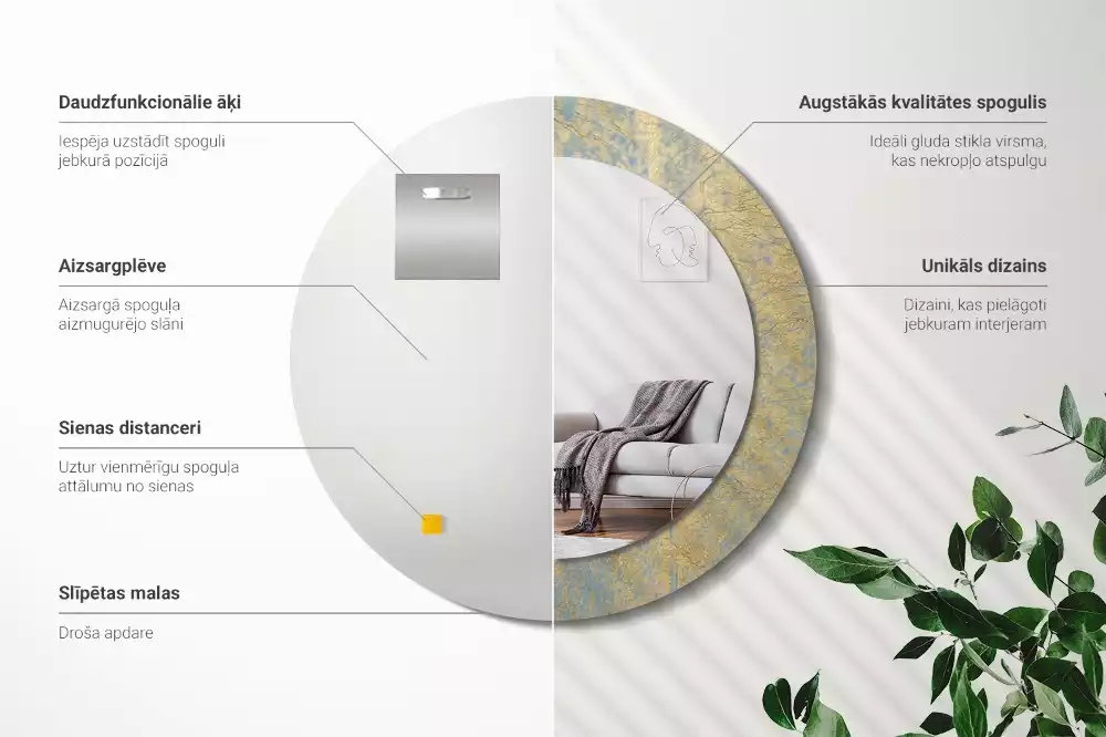 Kulaté zrcadlo s potiskem Loft vzor