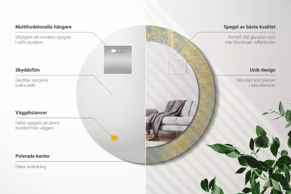 Kulaté zrcadlo s potiskem Loft vzor