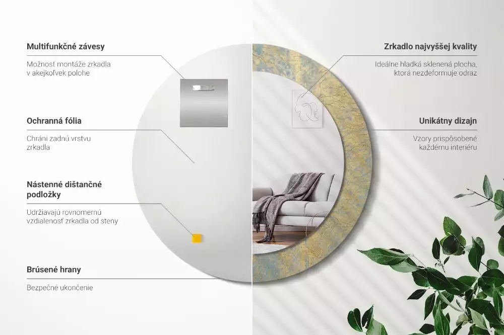 Kulaté zrcadlo s potiskem Loft vzor