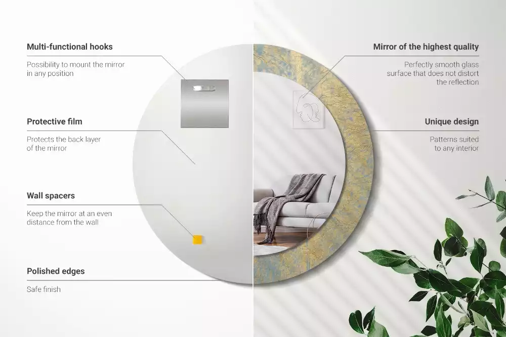 Kulaté zrcadlo s potiskem Loft vzor