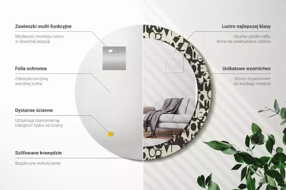 Kulaté zrcadlo s potiskem Dopisy