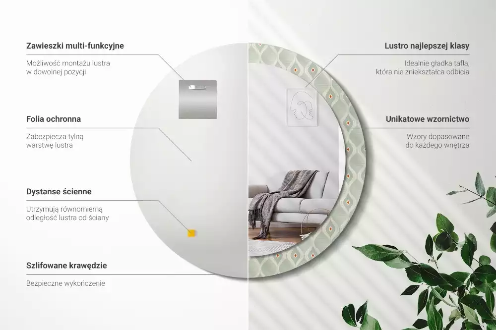 Kulaté zrcadlo s potiskem Klasický vintage vzor