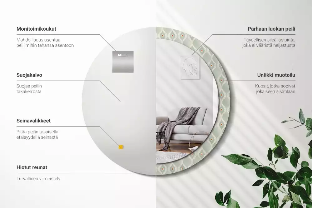 Kulaté zrcadlo s potiskem Klasický vintage vzor