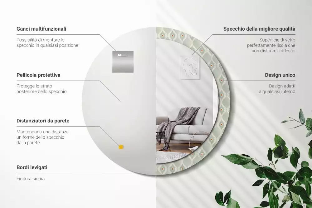 Kulaté zrcadlo s potiskem Klasický vintage vzor