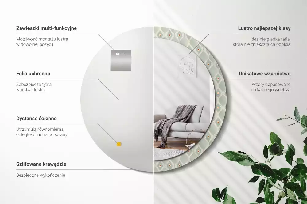 Kulaté zrcadlo s potiskem Klasický vintage vzor