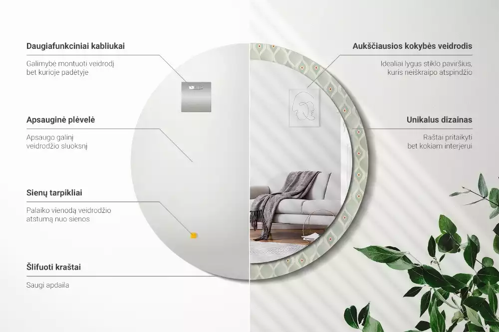 Kulaté zrcadlo s potiskem Klasický vintage vzor