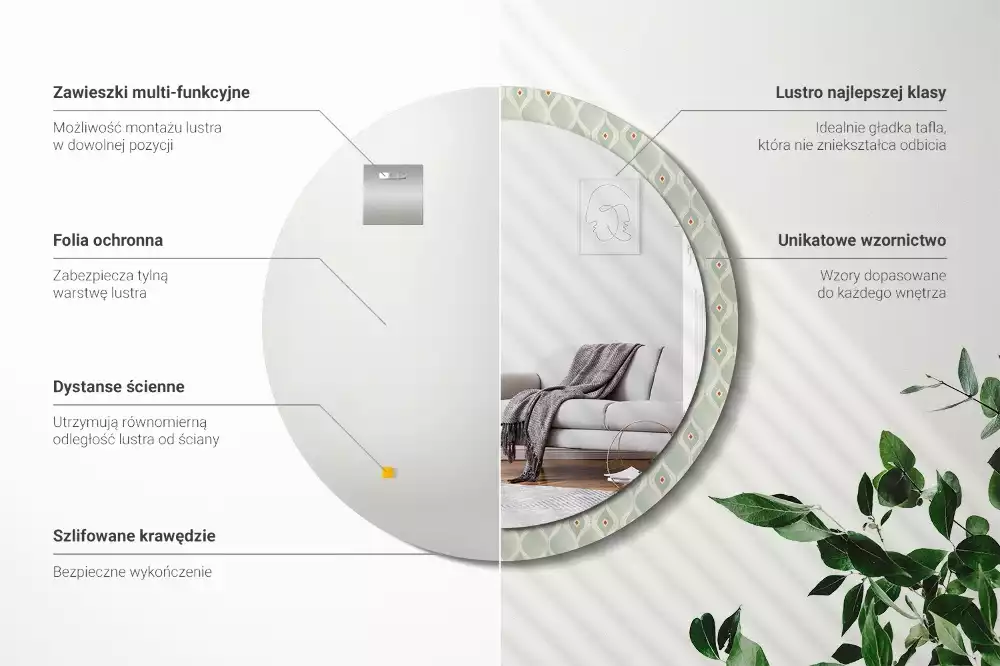 Kulaté zrcadlo s potiskem Klasický vintage vzor