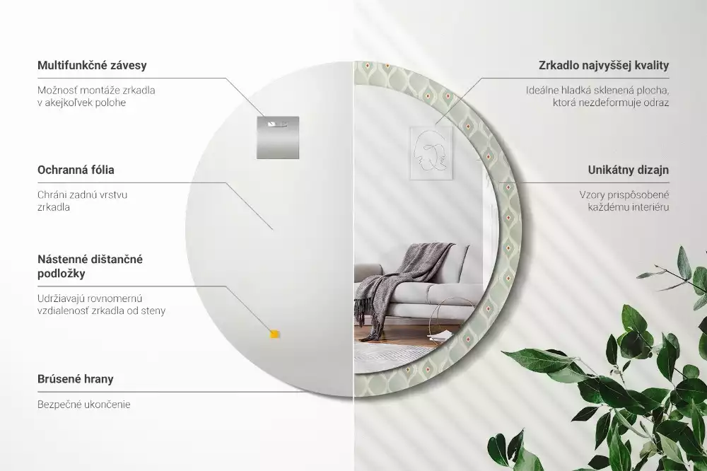 Kulaté zrcadlo s potiskem Klasický vintage vzor