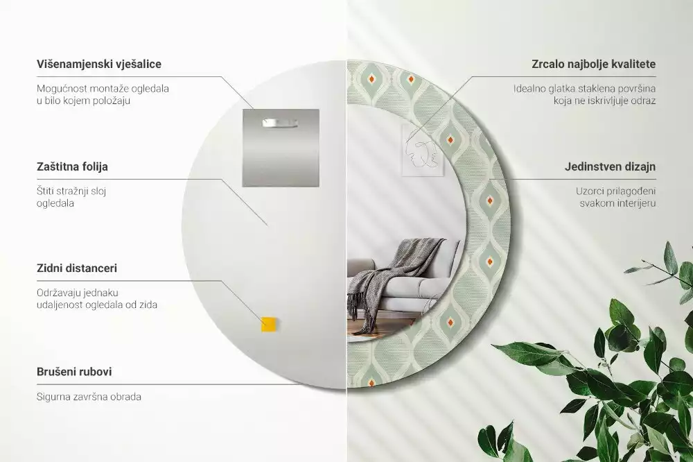 Kulaté zrcadlo s potiskem Klasický vintage vzor